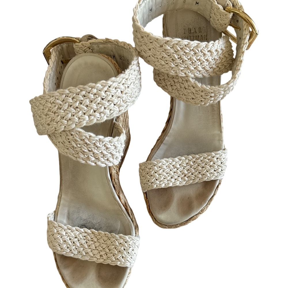 Woven Raffia wedge sandals, Size 6 Stuart Weitzman - Picture 2 of 9